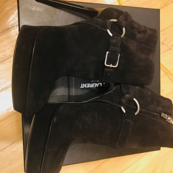 Yves Saint Laurent Suede Platform Booties - Picture 2 of 5